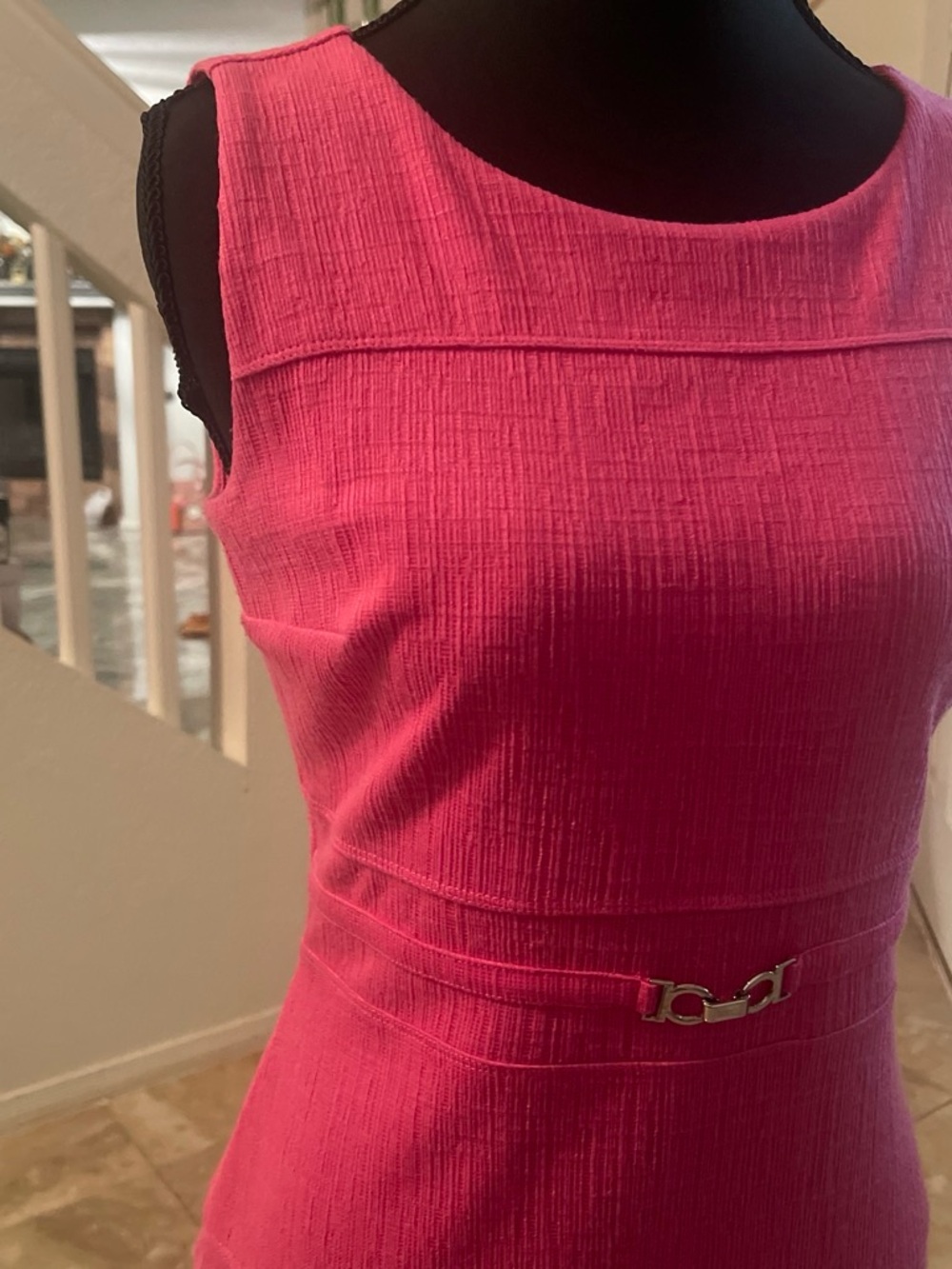 Enfocus Studio Hot Pink Sleeveless Sheath Dress with Decorative Buckle